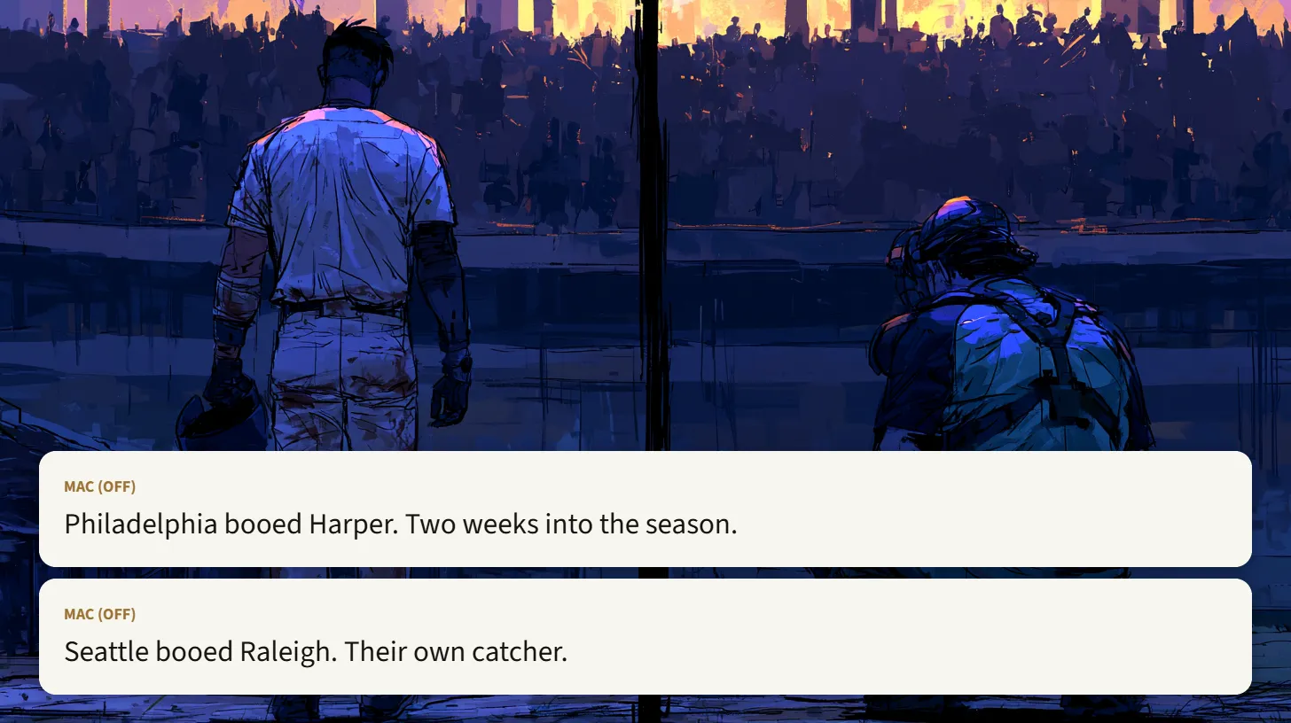 Philadelphia booed Harper. Two weeks into the season. Seattle booed Raleigh. Their own catcher.