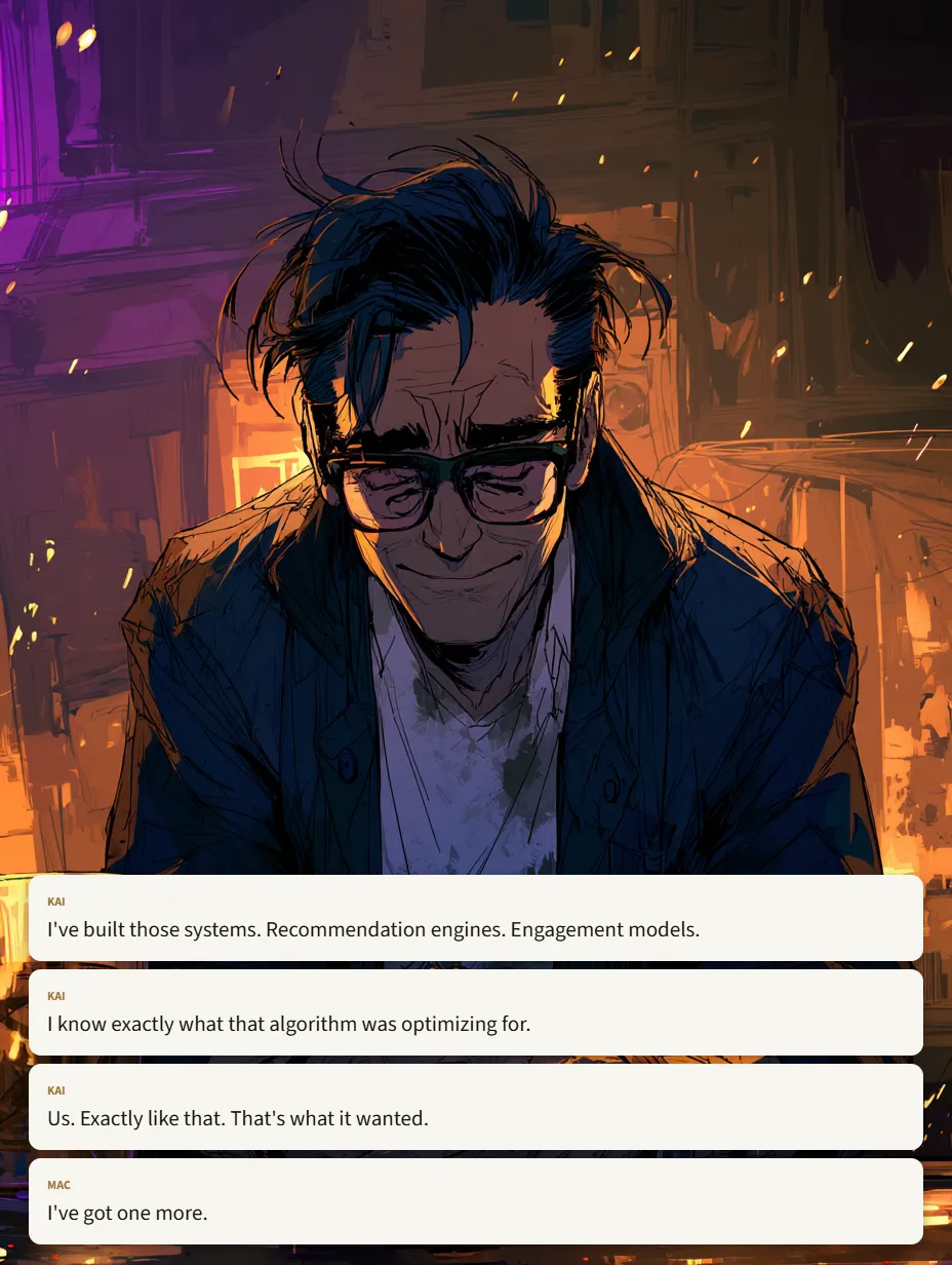 I've built those systems. Recommendation engines. Engagement models. I know exactly what that algorithm was optimizing f